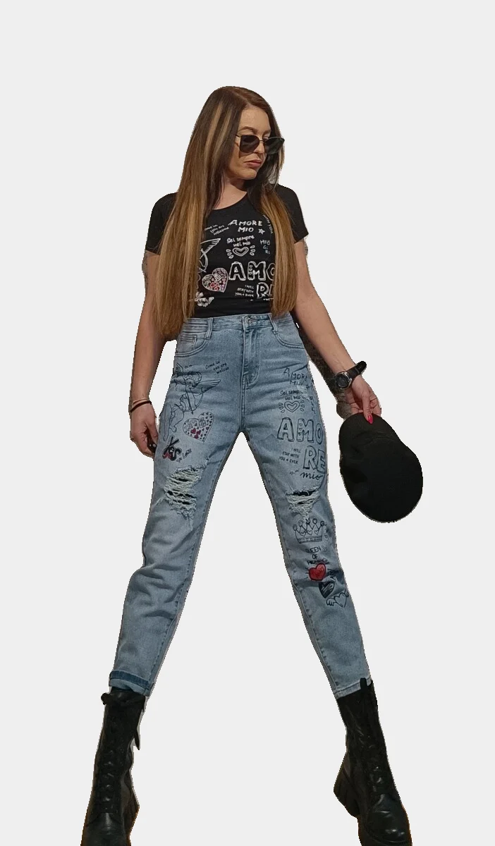 Светли дамски дънки – Mom Fit