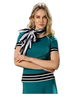 Teal Green с райе в черно и бяло